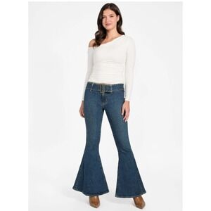 Guess Jeans Y2K Womens 28 NEW Franki Bell Bottom McBling Bareback Low Rise‎ Vtg